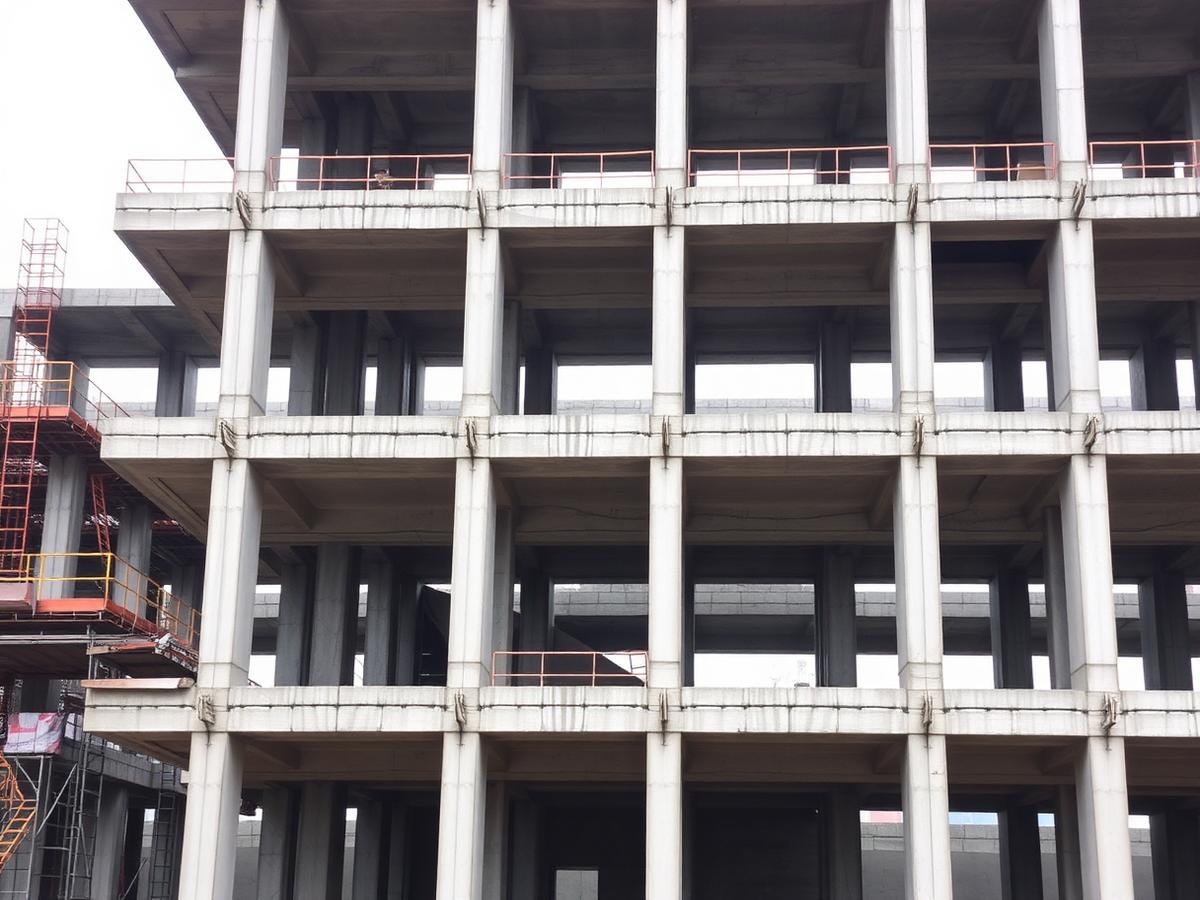 Estructura de hormigón armado de edificio residencial con forjados y pilares en Mijas